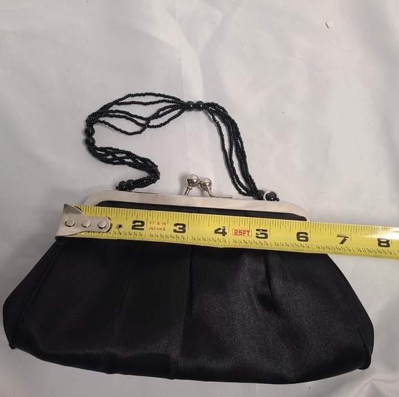 Like New Used Once Claires Black Satin Evening Clutch Bag - Picture 7 of 12